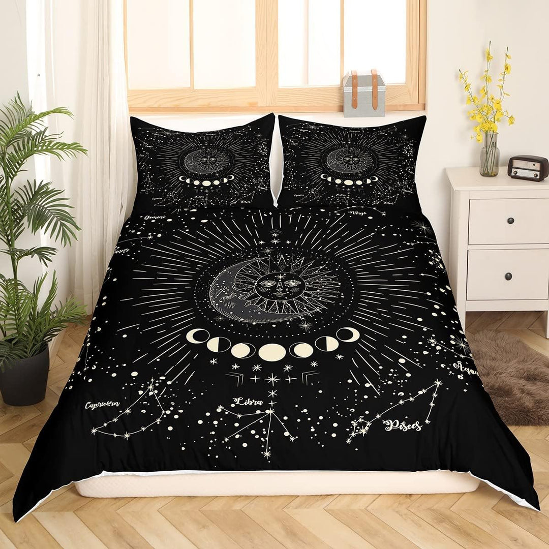 Loussiesd Sonne und Mond Bettwäsche Set 135x200cm Boho exotisches Dekor Bettwäsche Kinder Jungen Mäd