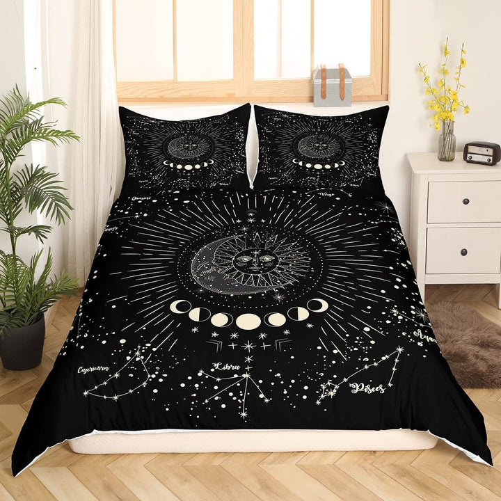 Loussiesd Sonne und Mond Bettwäsche Set 135x200cm Boho exotisches Dekor Bettwäsche Kinder Jungen Mäd