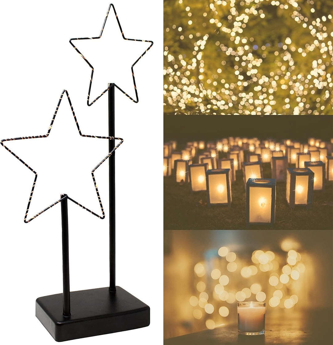 ToCi Deko-Aufsteller Stern mit LED-Beleuchtung | Metall-Leuchter mit 30 LEDs | 24 x 5 x 40 cm, 40 cm