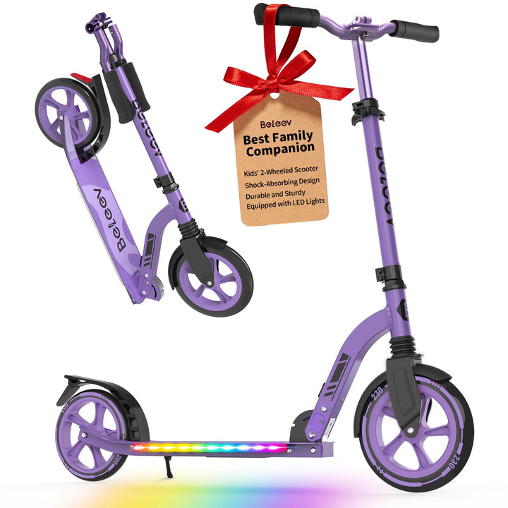 BELEEV Roller Kinder 6 Jahre, 230mm Big Wheel, LED Licht Deck, ABEC-7, Höhenverstellbar, Tragegurt,