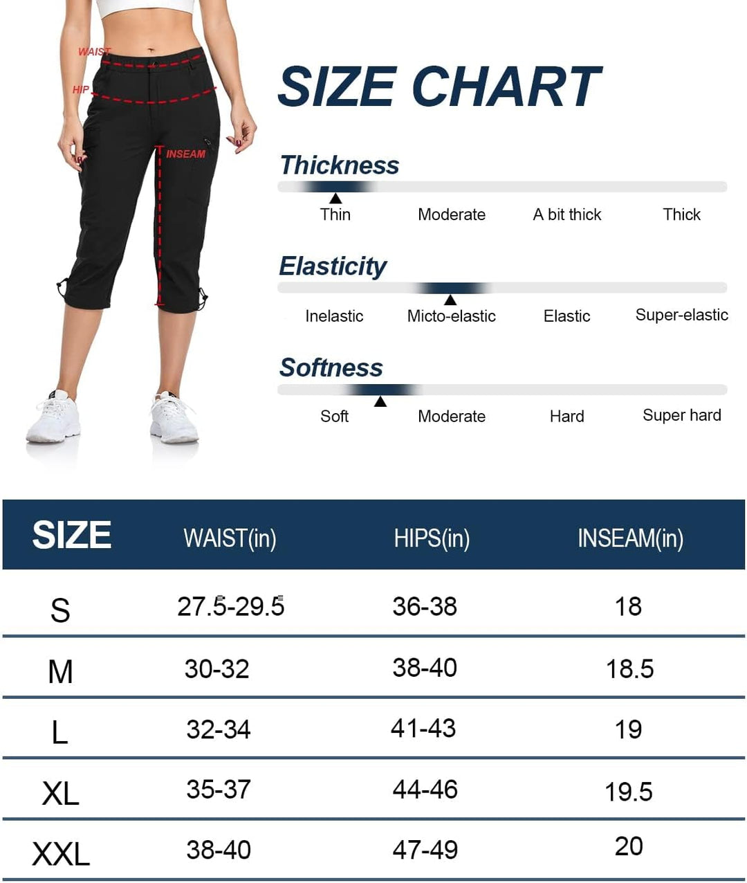 GymBrave Damen-Cargohose, schnelltrocknend, Outdoor-Camping-Caprihose, wasserabweisend, LSF 50, mit