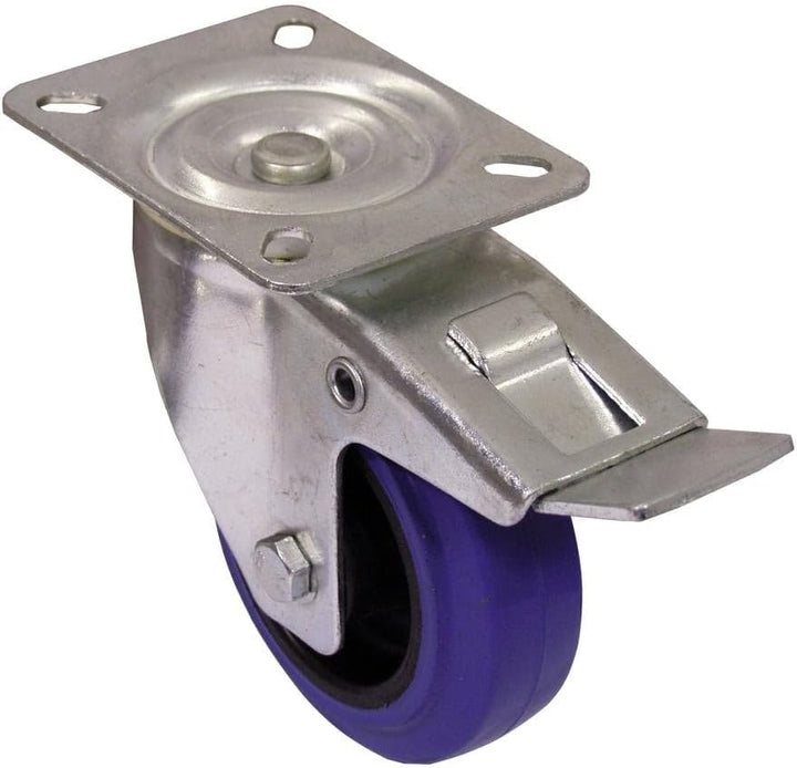 ROADINGER Lenkrolle 100mm blau mit Bremse | Lenkrolle mit geschütztem Lager