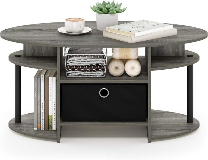 Furinno Jaya Couchtische, Beistelltisch, Französische Eiche/Schwarz/Schwarz, 89.9 (Breite) x 41.7 (H