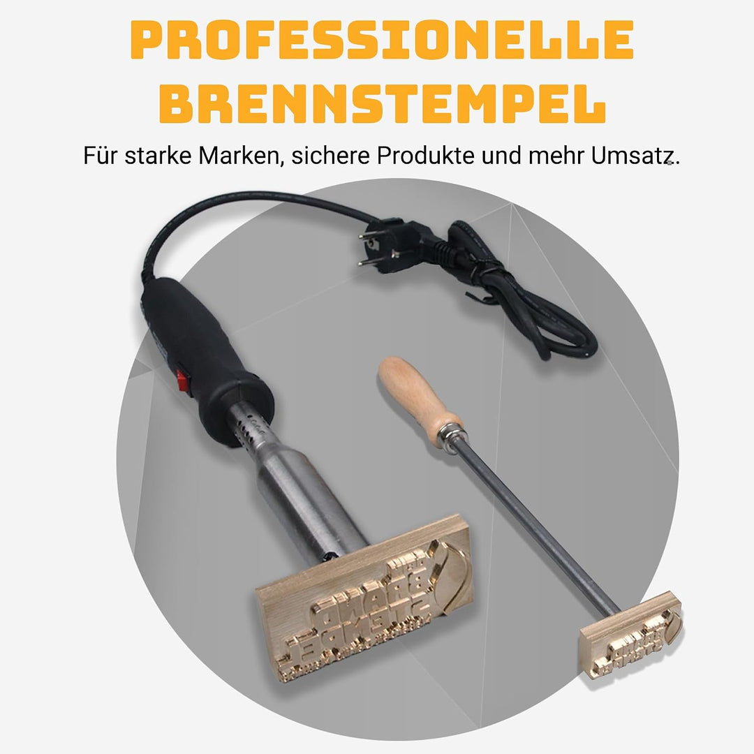 elektrischer Brandstempel mit deinem Schriftzug für Holz, Leder, Pappe - personalisiertes Schrift Br