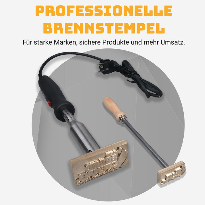 elektrischer Brandstempel mit deinem Schriftzug für Holz, Leder, Pappe - personalisiertes Schrift Br