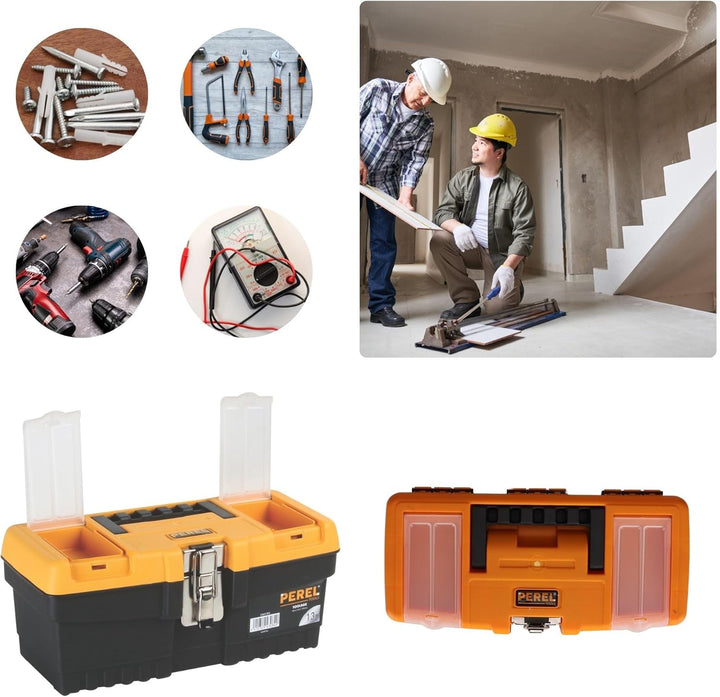 Perel Werkzeugkoffer Kunststoff leer, Werkzeugkasten leer, Werkzeugbox, Werkzeug Organizer Box, Tool