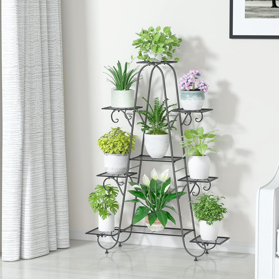 unho Blumentreppe mit 9 Ablagen Blumenständer Blumenregal Metall für innen und aussen Balkon Garten,