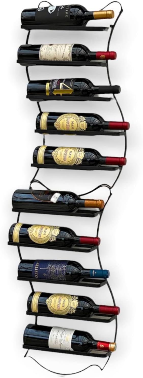DanDiBo 2er Set Weinregal Metall Schwarz Wand erweiterbar für 10 Flaschen Lento Flaschenregal 96270
