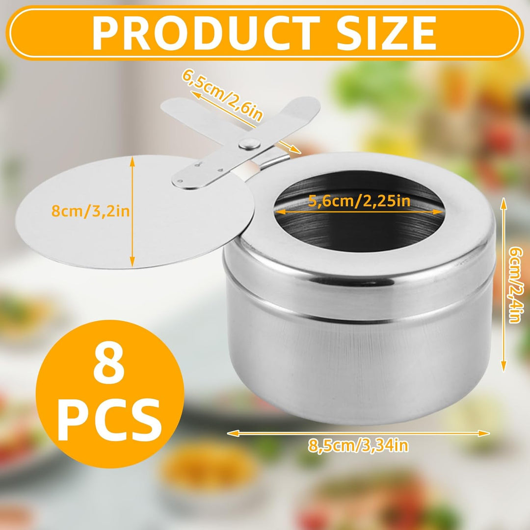 GBACHOOSE 8 Stück Brennpastenbehälter, Fondue Brenneraus Edelstahl, Speisewärmer mit Abdeckung, Bren