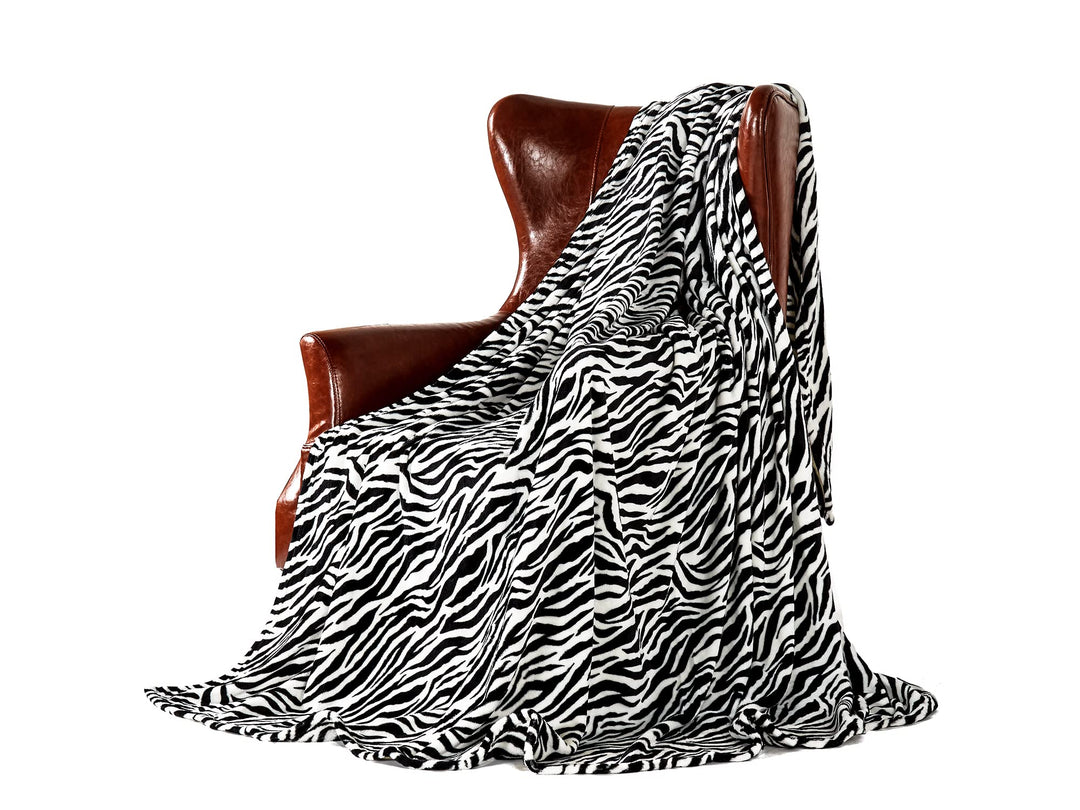 DREAMLANDING Decke für Sofa-230 x 230 cm Zebramuster-Kuscheldecke Flauschig weich, bunt, übergross,
