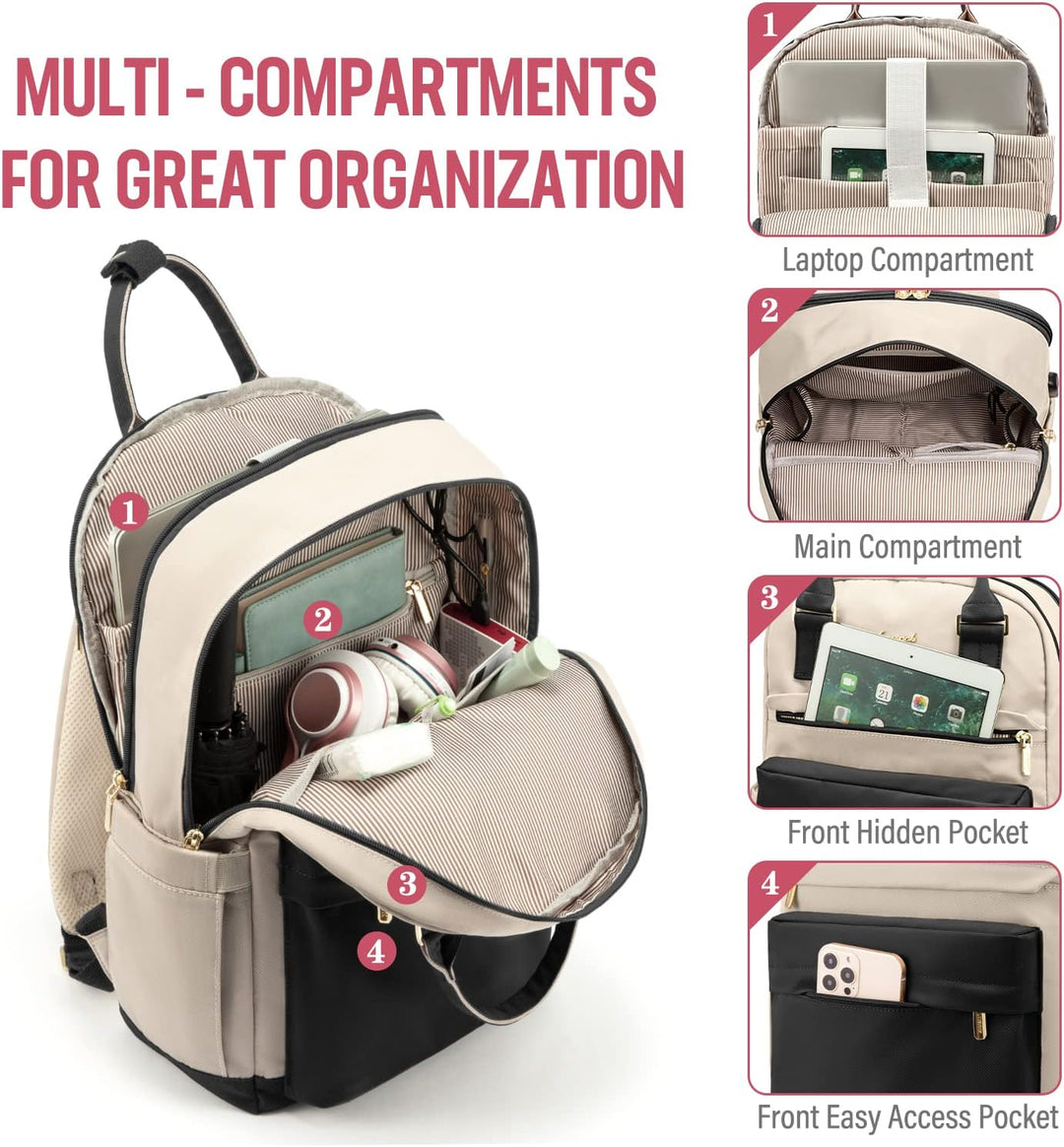 LOVEVOOK 15,6 Zoll Laptop Rucksack Schulrucksack Mädchen Teenager Rucksack Damen mit Laptopfach, Was