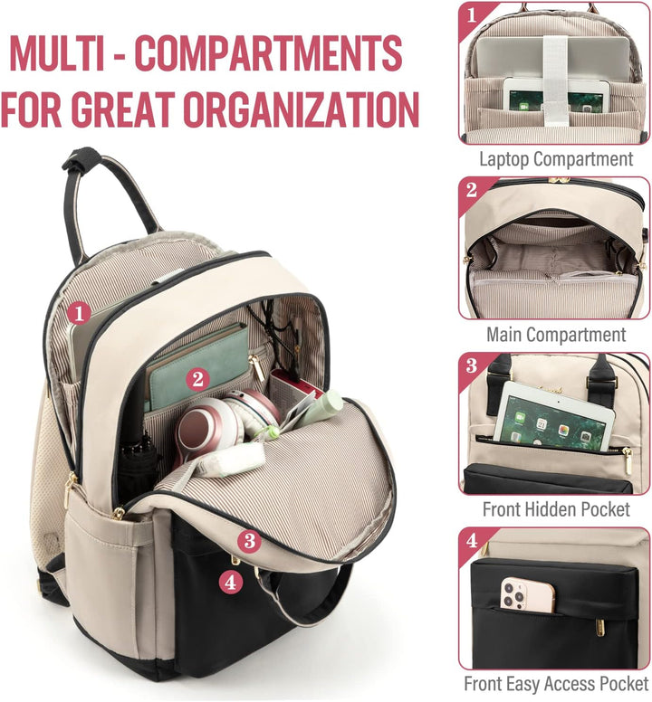 LOVEVOOK 15,6 Zoll Laptop Rucksack Schulrucksack Mädchen Teenager Rucksack Damen mit Laptopfach, Was