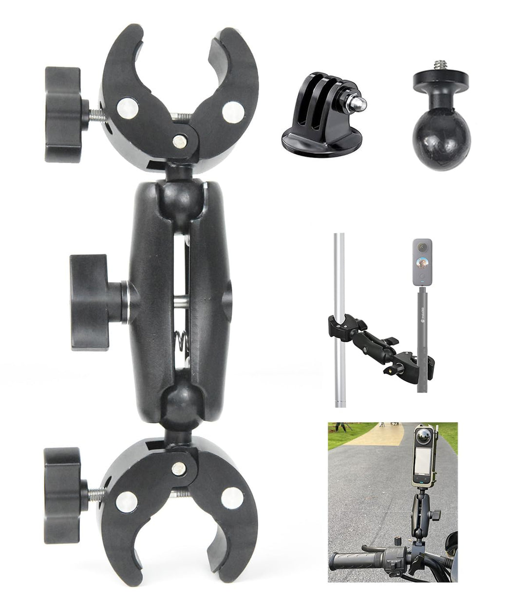 Schelle für Rohr / Stab, Motorrad Kamera Halterung Doppelklemme Universal fuer Insta360, Go Pro Acti