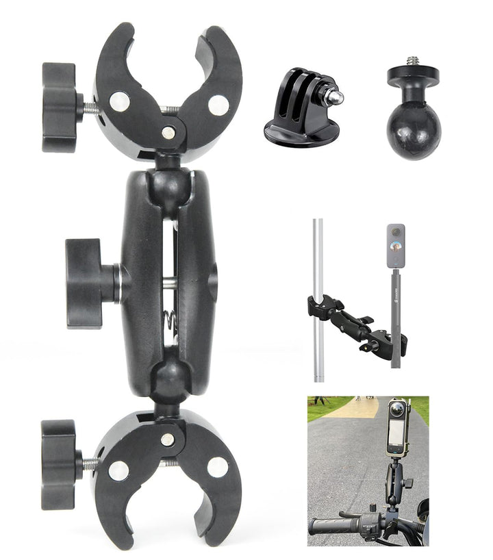 Schelle für Rohr / Stab, Motorrad Kamera Halterung Doppelklemme Universal fuer Insta360, Go Pro Acti