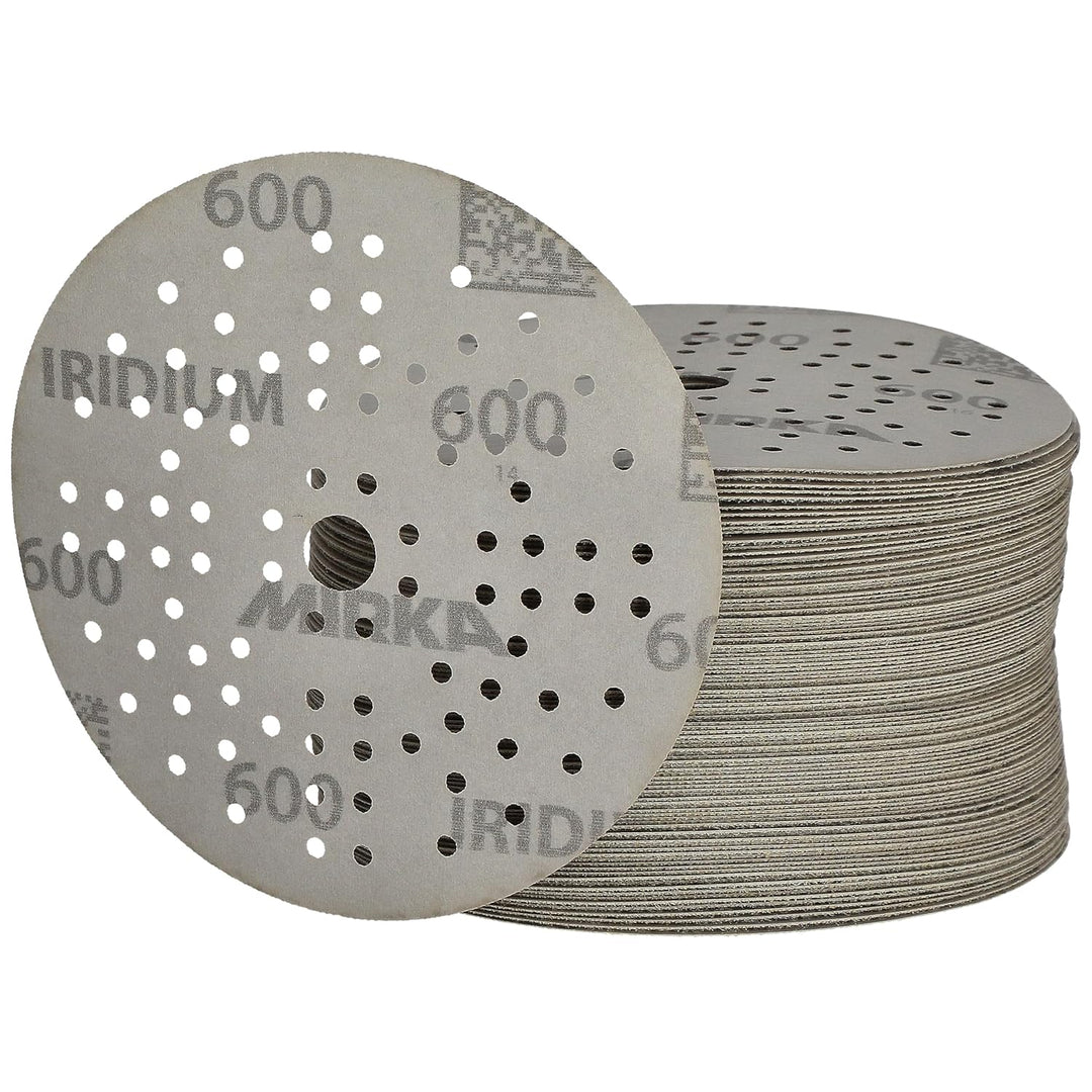 Mirka Iridium Premium-Schleifpapier Ø 125mm Klett 89-Loch, Korn 600, 100 Stk/Zum Schleifen von Lack,