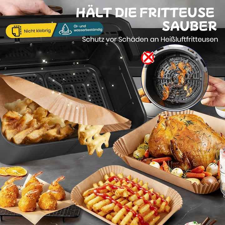 300 Stück Backpapier für Ninja Foodi Flexdrawer 10,4L Heissluftfritteuse Dual Zone, Zubehör für Ninj
