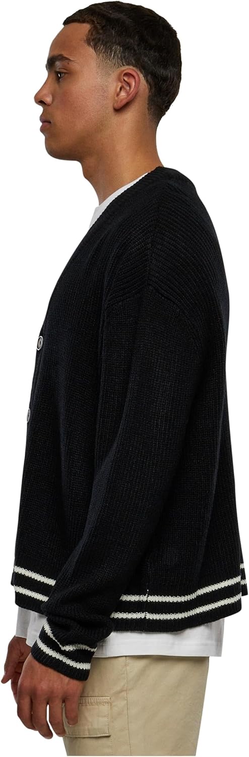 Urban Classics Herren Sporty Boxy Cardigan M Schwarz, M Schwarz