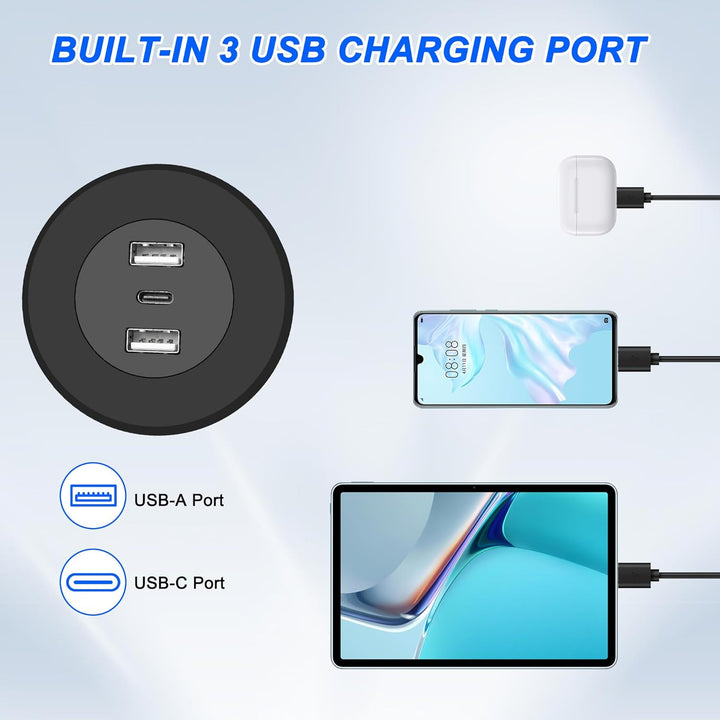 MEIRIYFA 3-in-1 Desktop Power Embedded Ladegerät, USB/Typ C Desktop Station Halterungen Laden Dual U