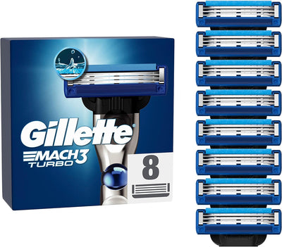 Gillette Mach3 Turbo Rasierklingen für Rasierer, 8 Ersatzklingen für Nassrasierer Herren mit 3-fach