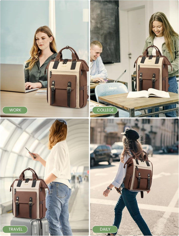 LOVEVOOK Laptop Rucksack Damen, 15,6 Zoll Schulrucksack Mädchen Teenager mit Datenkabel-Beutel, Wass