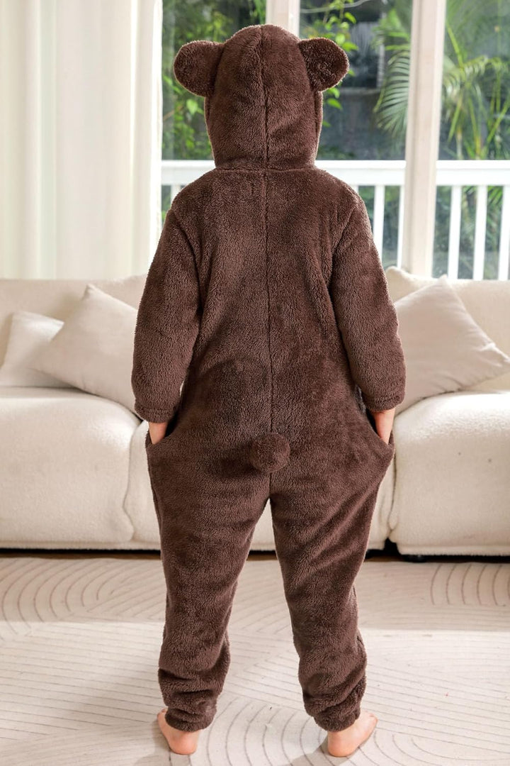 BesserBay Kinder Fleece Onesie mit Kapuze Warm Jumpsuit Jungen Mädchen Unisex Tiere Overall 1-12 Jah