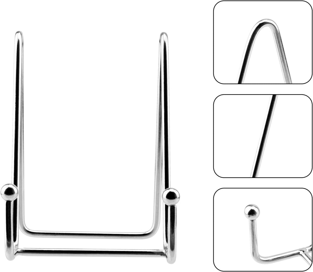 NAMYEUT 8 Stück Metall Tellerständer Silber, 4 Zoll Eisen Staffelei Display Ständer Plattenhalter, M