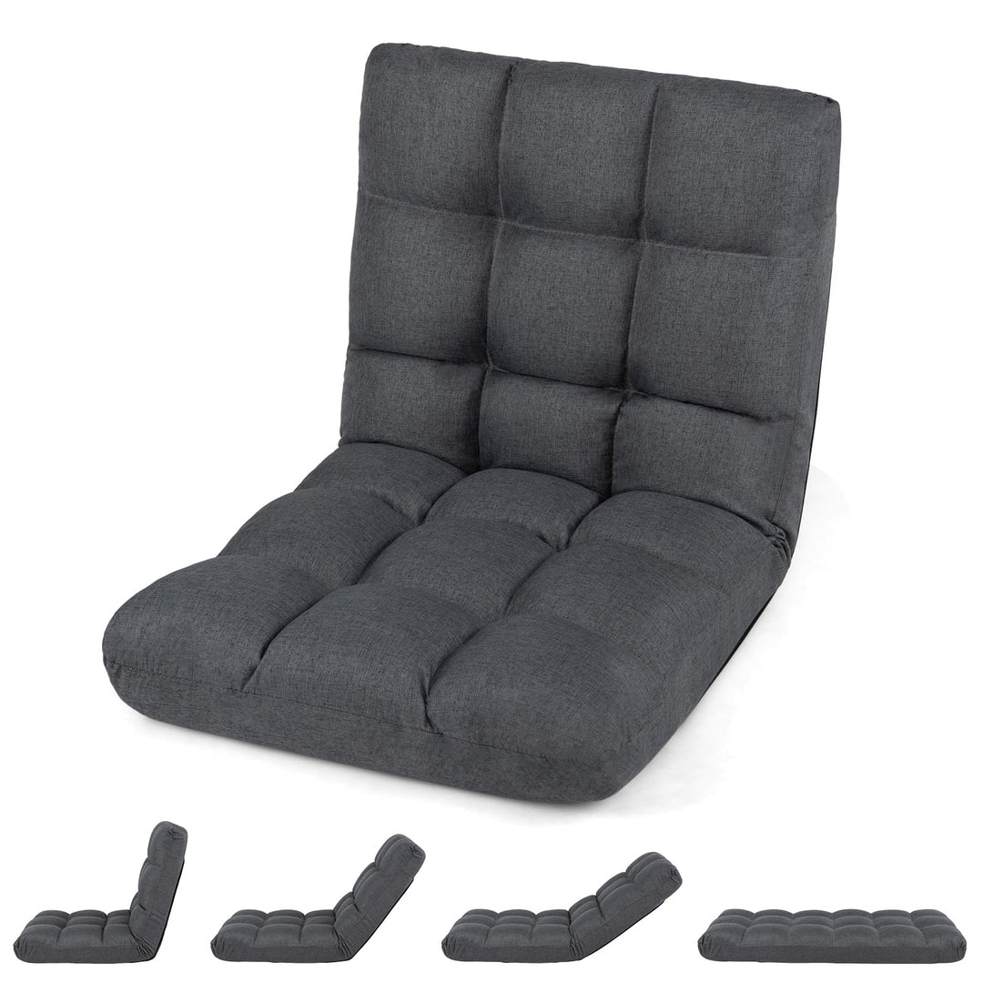 COSTWAY Bodenstuhl verstellbar, Bodensessel gepolstert, Bodenkissen mit Rückenlehne, Meditationsstuh
