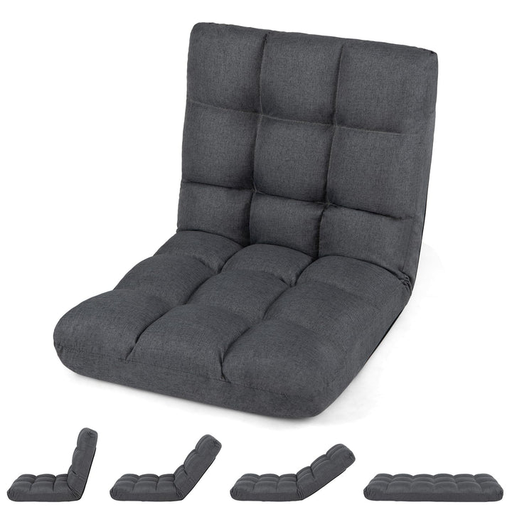 COSTWAY Bodenstuhl verstellbar, Bodensessel gepolstert, Bodenkissen mit Rückenlehne, Meditationsstuh