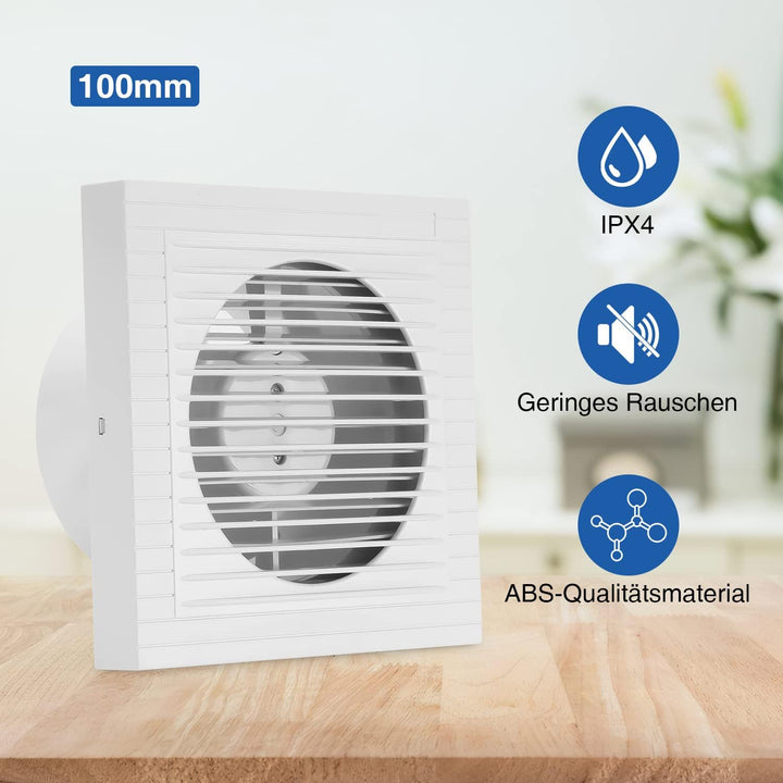 Sonnewelt Badlüfter 100mm Abluftventilator Wandventilator badlüfter 100mm weiss badlüfter,für Bad Kü