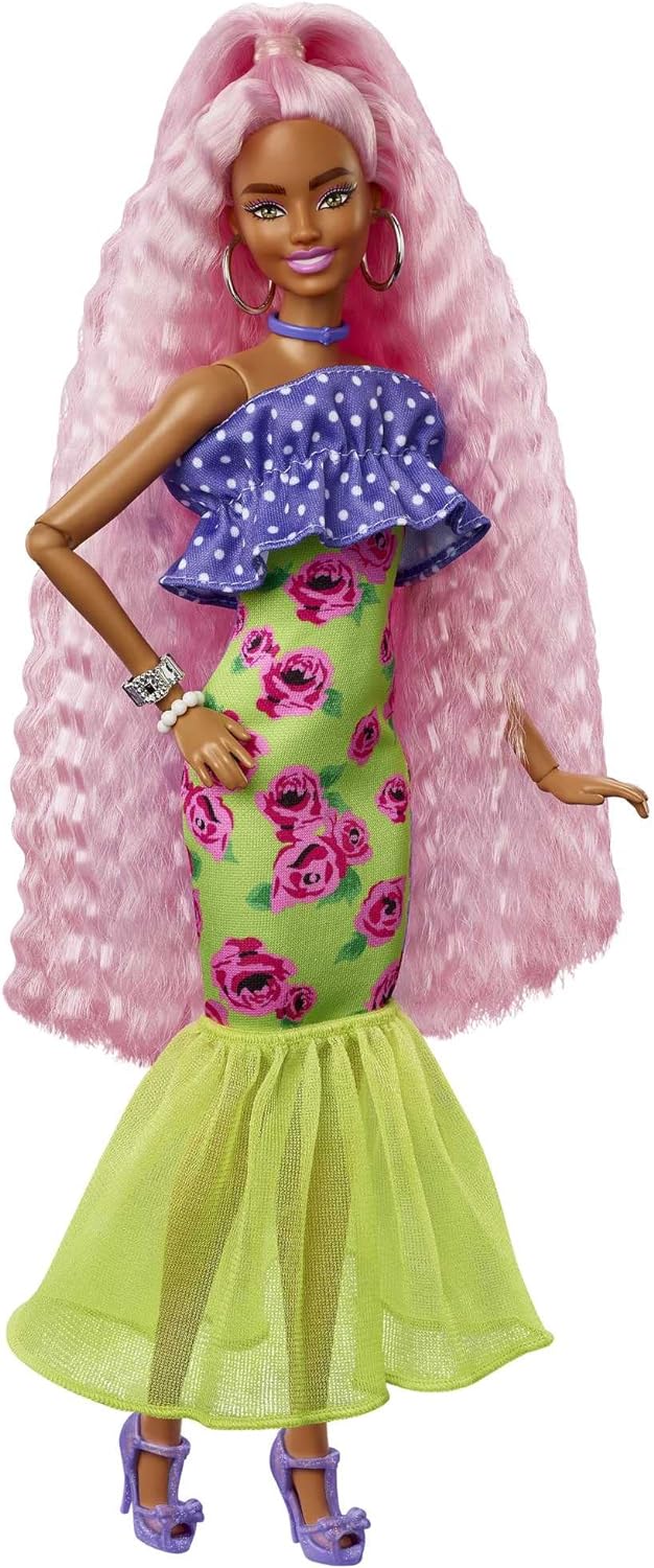 Barbie HGR60 - Extra Deluxe Puppe (rosa Haare) mit Haustier, Mix & Match Kleidung und Zubehör für üb