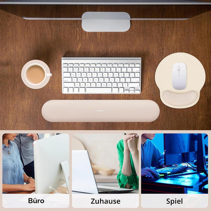 MOSISO Handgelenkstütze für Mauspad&Tastatur Set, Ergonomisch Kreisförmig Mauspad&Untersetzer rutsch