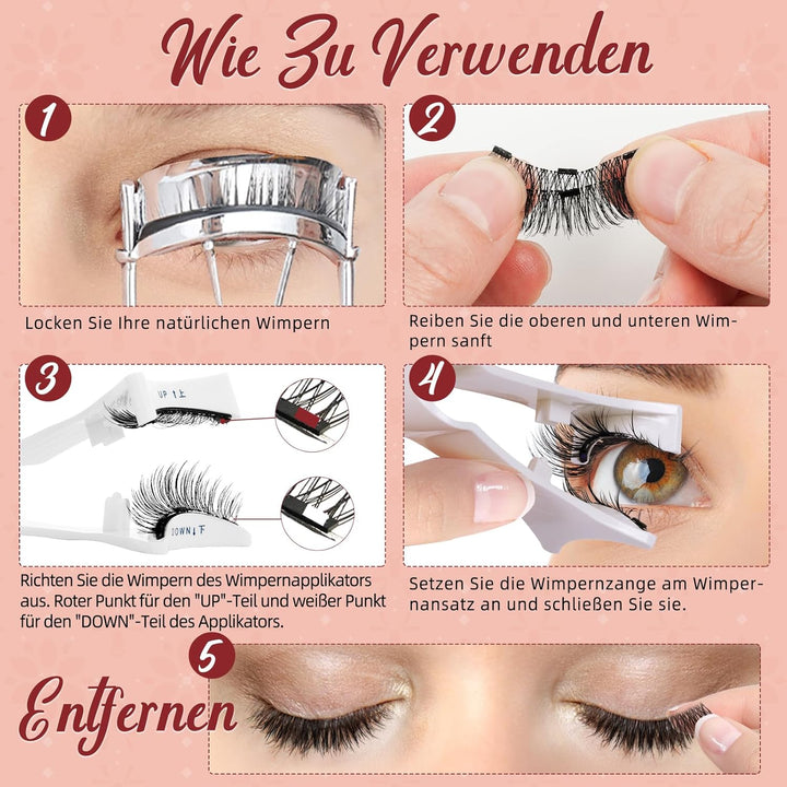 Higu clace Magnetische Wimpern,Magnet Wimpern Ohne Eyeliner,Magnetische Wimpern mit Applikator,Wimpe