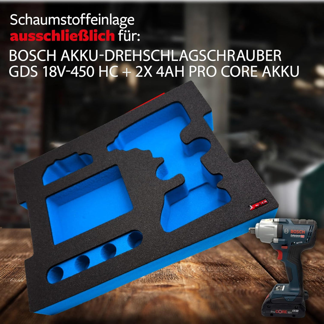 APTEX Schaumeinlage für Bosch Akku-Schlagschrauber GDS 18V-450 HC – Polstereinlage &amp; Schaumstoffpols