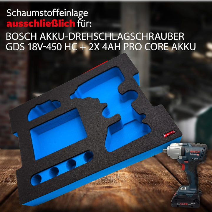 APTEX Schaumeinlage für Bosch Akku-Schlagschrauber GDS 18V-450 HC – Polstereinlage &amp; Schaumstoffpols