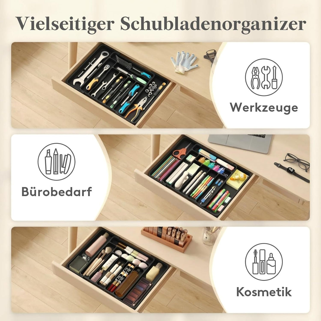 Lifewit Besteckkasten für Schubladen, verstellbarer Besteckeinsatz Tiefe 35 cm, 7-9 Fächer Kunststof