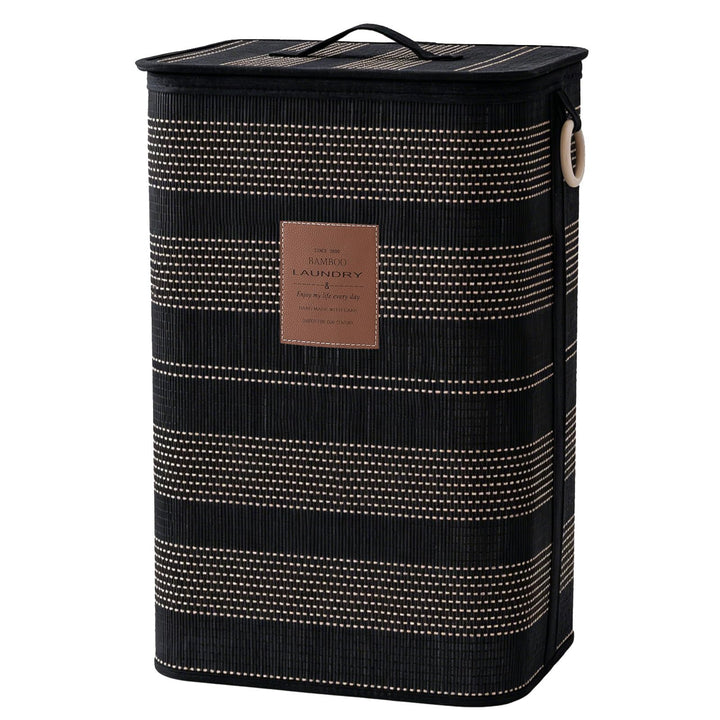 TONYBASKET 72L Bambus Wäschekorb mit Deckel, 40x30x60cm, Faltbarer Praktischer Wäschesammler, Wäsche