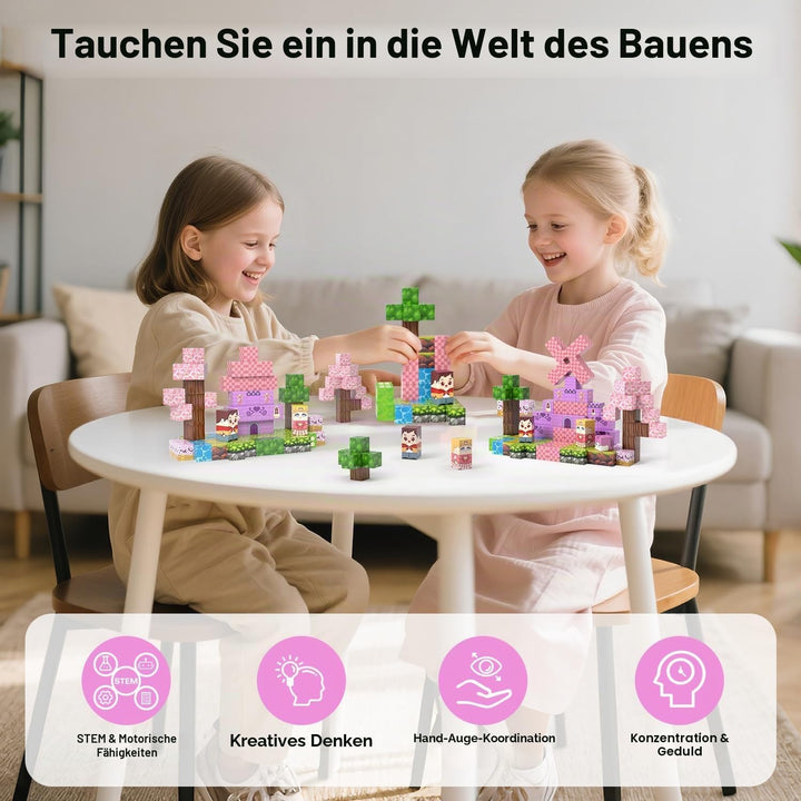 Magnetische Bausteine 100 Teile, Magnetbausteine Traumschlöss für Mädchen | Magnet Bausteine für Kin