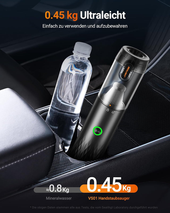 SEALIGHT Handstaubsauger Akku Kabellos,29000PA 4-in-1 Mini Autostaubsauger mit 40 Minuten Akkulaufze