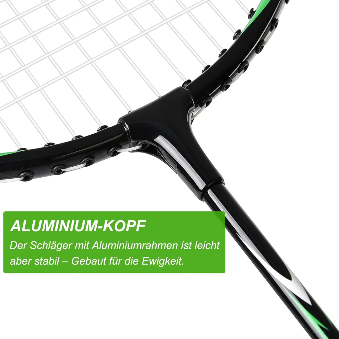 MANJHONG Graphit Badmintonschläger Set 2er Kratzfestes Rahmendesign Leichtgewicht Freizeit Federball