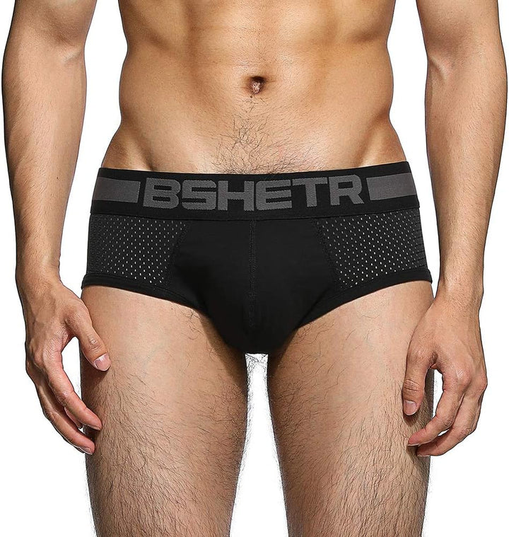 BSHETR Herren-Unterwäsche, Unterhosen Männer Slips, 3er-Pack, 5er-Pack, Netzstoff, niedrige Taille,