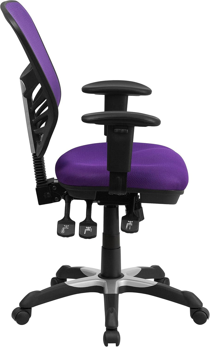 Flash Furniture Bürostuhl, ergonomisch, mit Mesh-Rückenunterstützung, geformtem und höhenverstellbar
