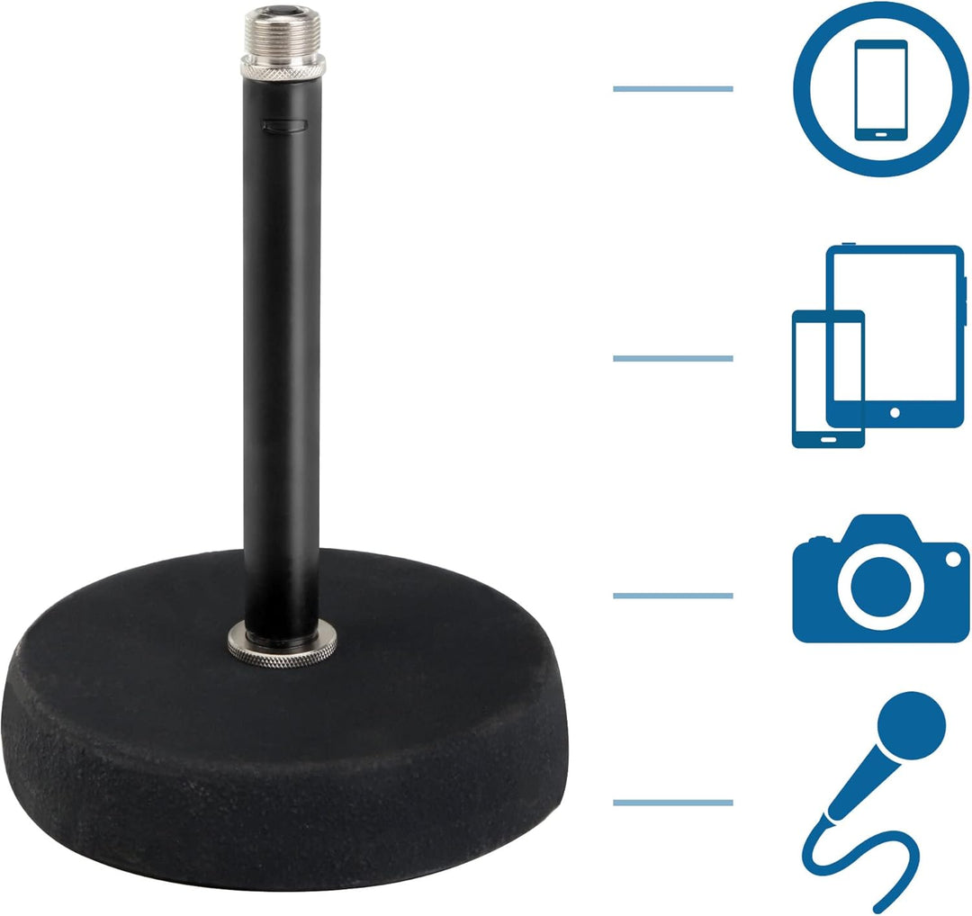 Pronomic MST-10 BK Mikrofon Tischstativ Tischmikrofon Stativ Ständer (für 3/8" Gewinde, Gusseisener