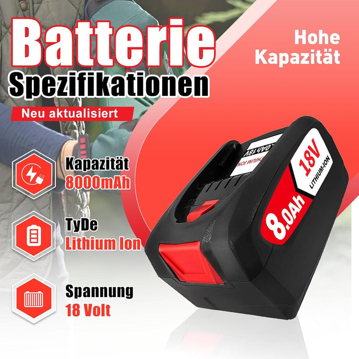 4PCS 18V 8.0Ah Kompatibel mit für Bosch 18V Akku Ersatz für Bosch Akku PBA PSB PSR Li-ion Home and G