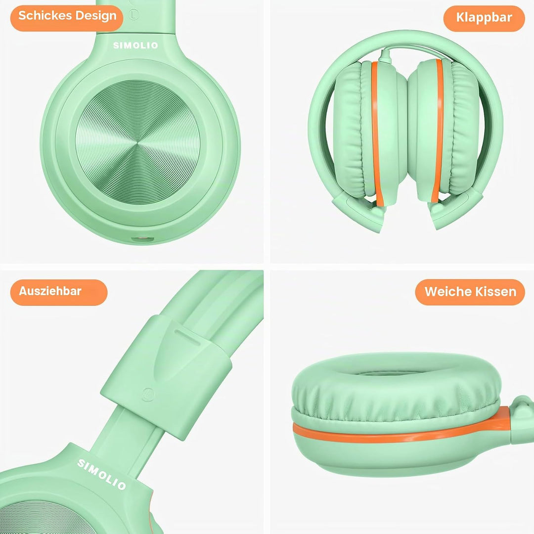 SIMOLIO Kopfhörer mit Kabel für Mädchen und Jungen, mit MIC und 85dB 94dB 104dB Lautstärkeregler, 3,