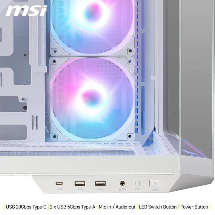 MSI MAG PANO 100R PZ Weiss ATX PC-Gehäuse - ATX-Kapazität &amp; Back-Connect Mainboard Unterstützung, Ve