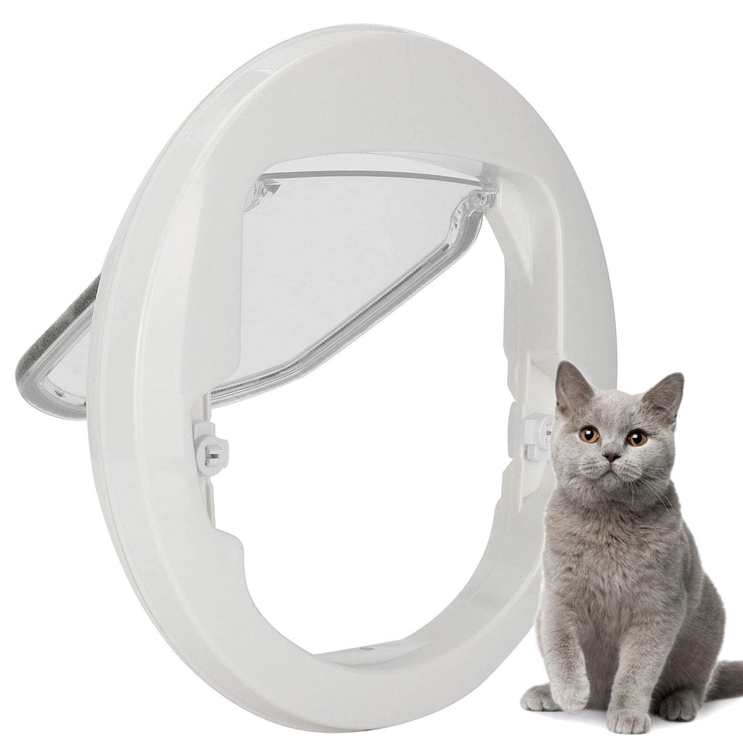 Cat Flap Door 4 Wege Verriegelung Pet Flap Door Runde Magnetische Hundetür In & Out Sichere Haustier