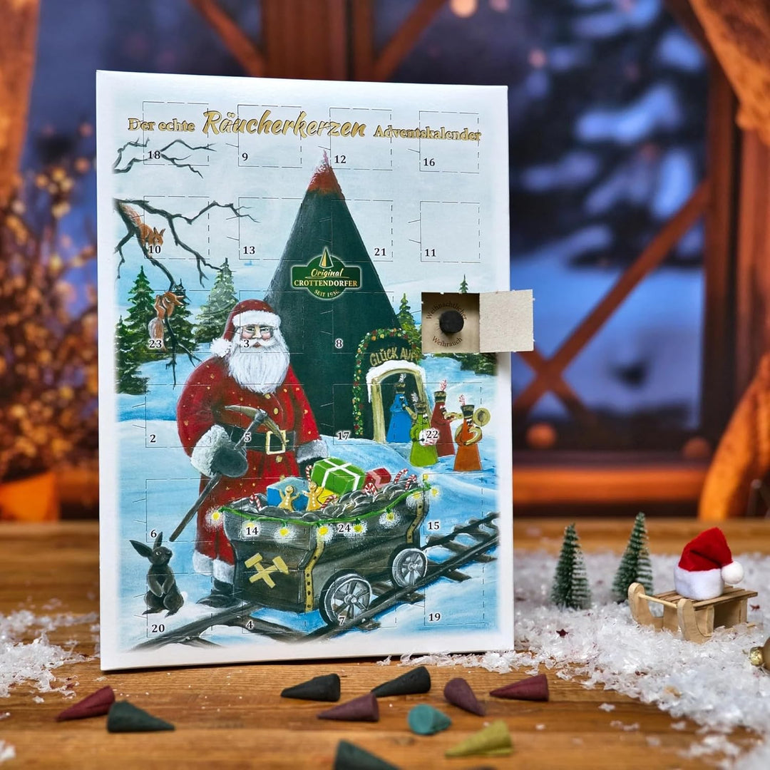 Crottendorfer Adventskalender - 24 Düfte - Hochformat (21x30cm) - Crottendorfer Räucherkerzen für We