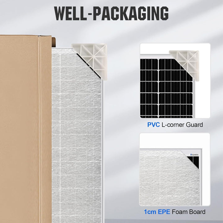 ECO-WORTHY Monokristallines Solarmodul, 170W Solarpanel 12V Ideal zum Laden von 12V Batterien für Wo