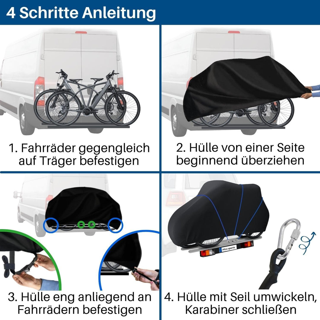 HiLo sports reissfeste Fahrradabdeckung Heckträger für 2 Fahrräder - [Mit 6m Seil] - Wasserdichter F