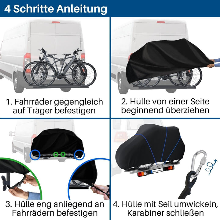 HiLo sports reissfeste Fahrradabdeckung Heckträger für 2 Fahrräder - [Mit 6m Seil] - Wasserdichter F